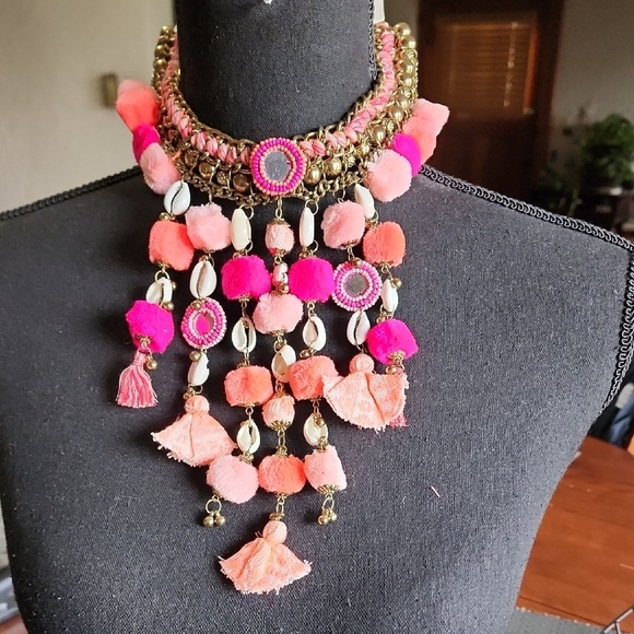 MIA Pink and Orange Bohemian Necklace - Picture 2 of 7
